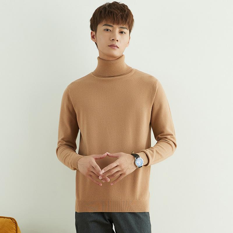Solid Color Men's Sweater Men's Warm High Lapel Slim Big Yards Hedging Long-sleeved Knit Sweater High-neck Winter Sweater Popular