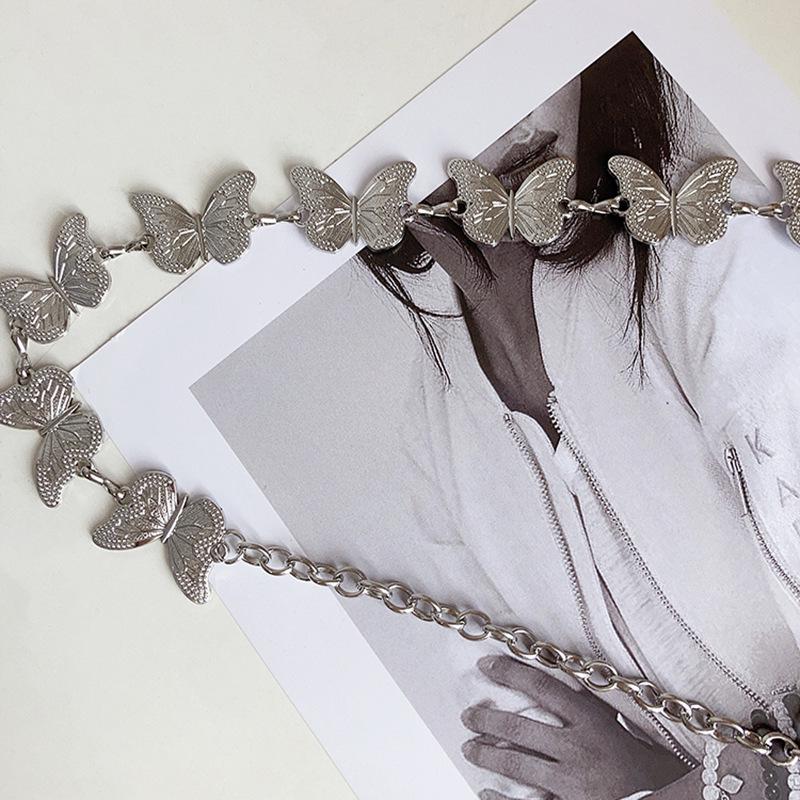 European and American Butterfly Metal Waist Chain Belt, Korean JK Uniform Style, Trendy and Versatile Accessories