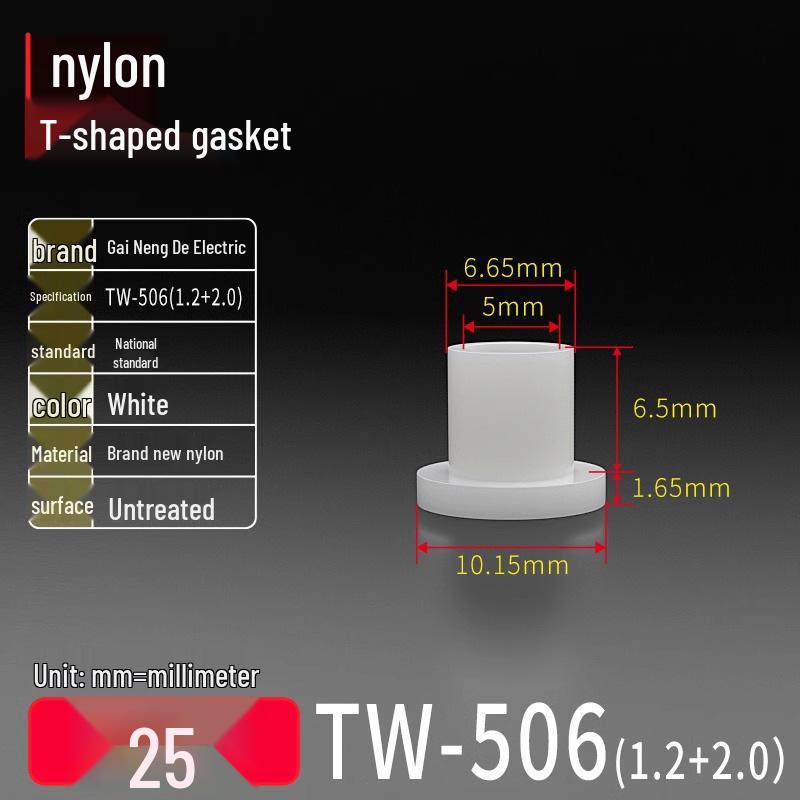 T-shaped Nylon Gasket Ring Screw Shaft Sleeve, Round Concave-Convex Insulation Pad, M2-M35