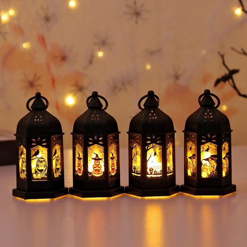 Halloween Portable Pumpkin Wind Lamp New Ghost Festival Easter Candle Lamp Festive Atmosphere Decoration Props