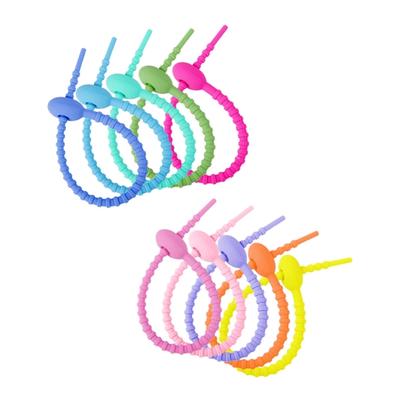 Practical Candy Colors Silicone Zip Ties Colorful Silicone Bag Fasteners Reusable Wire for Organization and DIY Crafts
