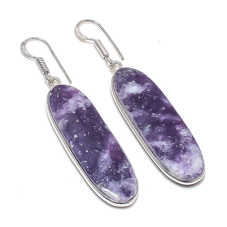 

Natural Lepidolite Gemstone 925 Sterling Silver Jewelry Earring 2.29 N2F55