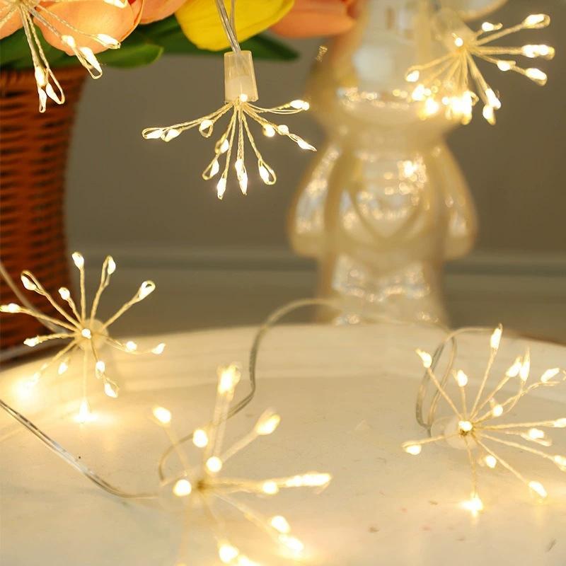 LED  Fireworks Light Solar Indoor Fairy Garden Lights 8 Lighting Modes DIY Starburst Solar Lamps Holiday Decorative Lights 3 Lighting Color