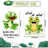 2PCS Cute Animals Toilet Seat Stickers Self-Adhesive Frogs and Lettering Toilet Lid Decals DIY Removable Smile Frog Quotes Toilets Stickers for