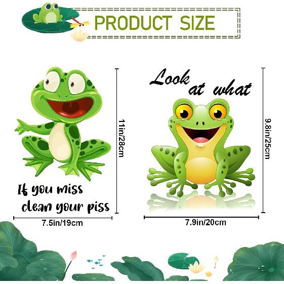 2PCS Cute Animals Toilet Seat Stickers Self-Adhesive Frogs and Lettering Toilet Lid Decals DIY Removable Smile Frog Quotes Toilets Stickers for