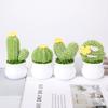 Yarn Crochet Succulent Desk Cactus - Small Green Potted Plant for Office Decor