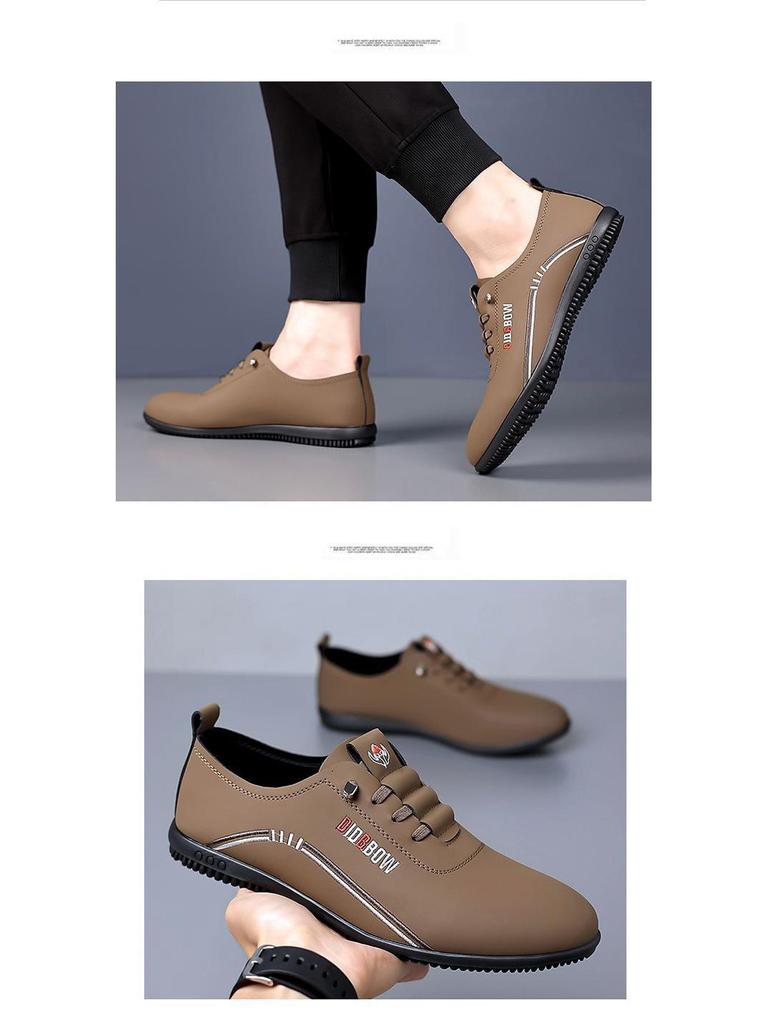 Pánské jarní boty z měkké kůže, nazouvací, ležérní - Lehké obchodní boty pro tátu
