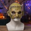 Detailed Distressed Leather Look Halloween Cosplay Masque for Adults Men Women Realistic Creepy Comfortable Long Wear Horror Green Half Face