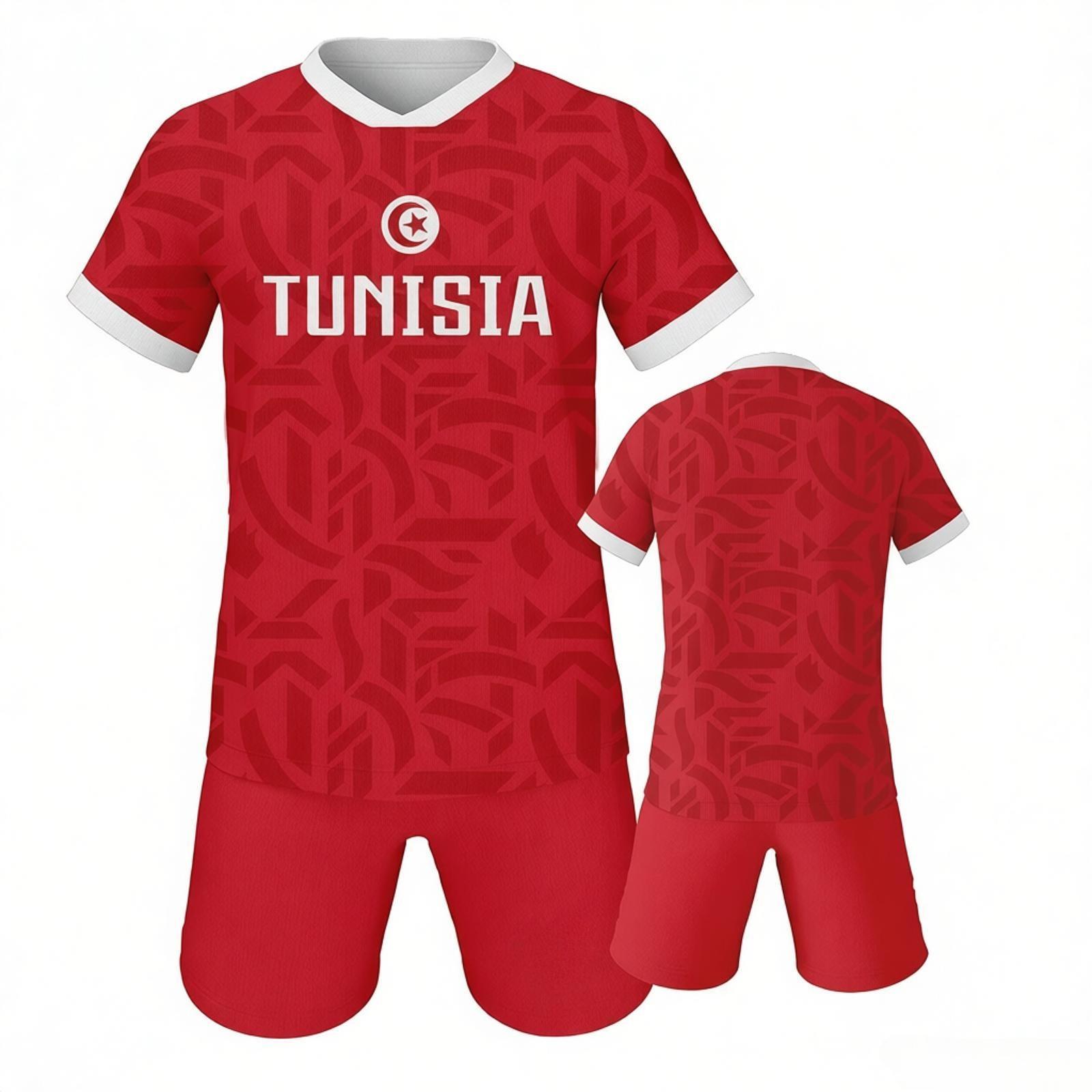 Tunisia Soccer Jersey Set Youth Football Uniform National Team Training Kit XS