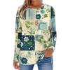 Women's Fashionable Casual Printed Long Sleeved Round Neck Top Round Neck Top Top