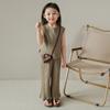 Summer Children's Ice Silk Clothing Set Baby Girl Loose Sleeveless Top and Pants Two-piece Set