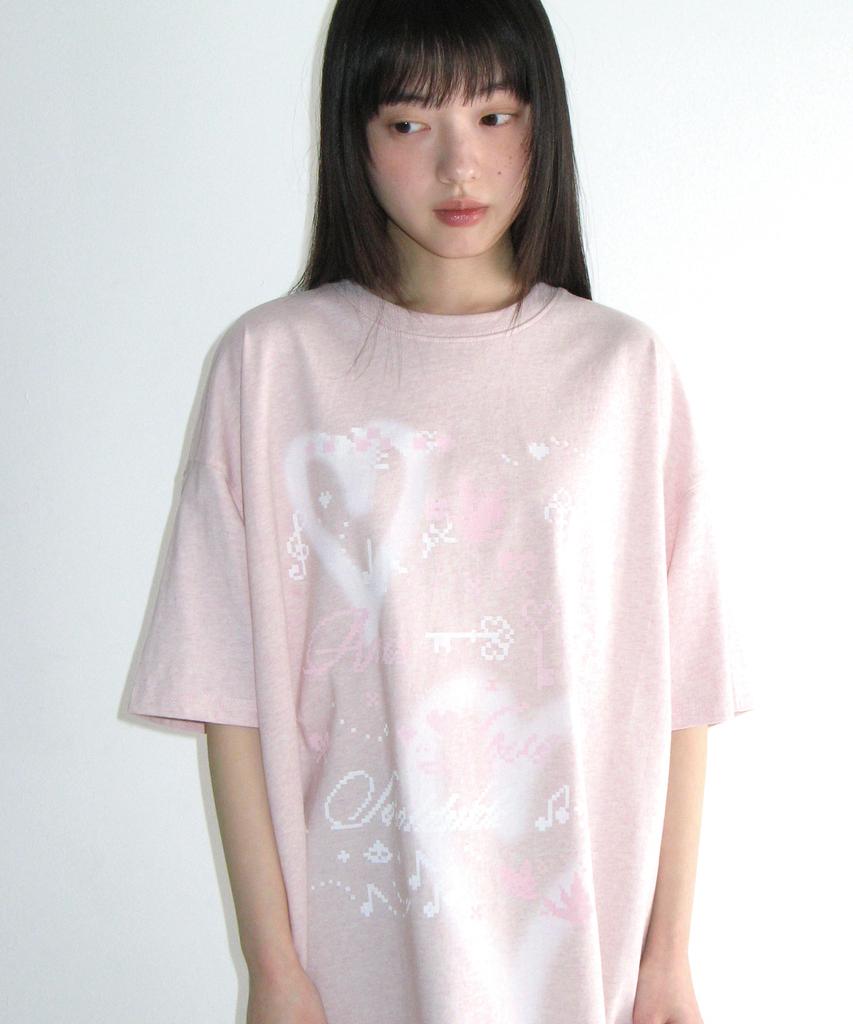 AMES-WORLDWIDE Heart Pixel Art Tee Pink