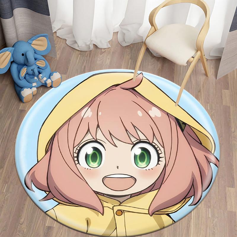 S- SPY×FAMILY Japanese Anime Cute Anya Forger Print Round Carpet.Bedroom,Balcony,Entry Door,Chair Non-slip Mat.Gift,Picnic,Rug