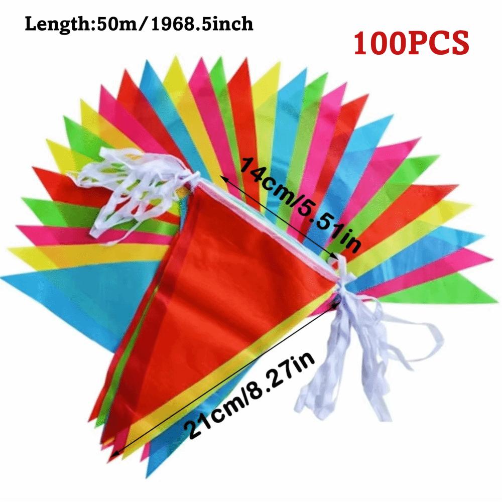 100Pcs Colorful Pennant Banner Triangle Shape Triangle Flags New Flag Garland Hanging Decor