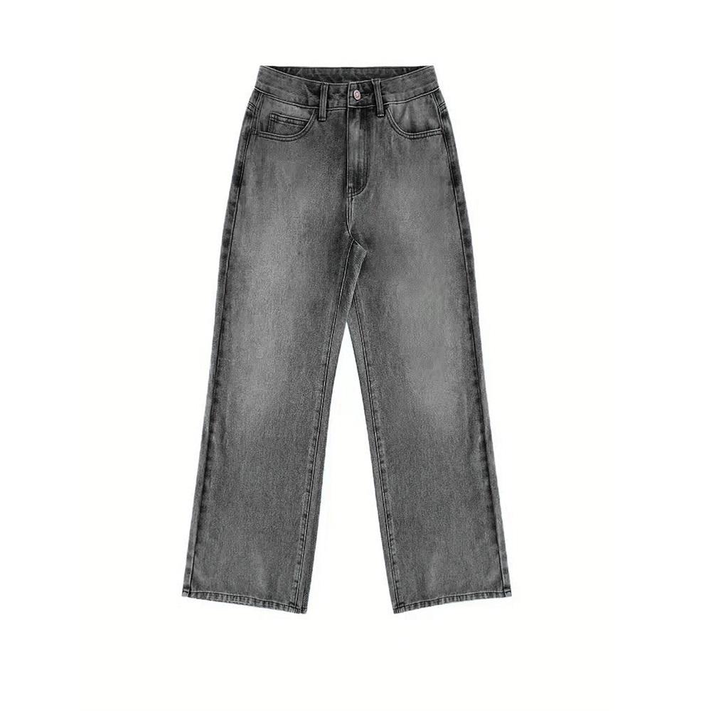Retro Washed Denim Jeans for Women Wide Leg Streetwear Baggy Jeans Ladies Casual Long Pants
