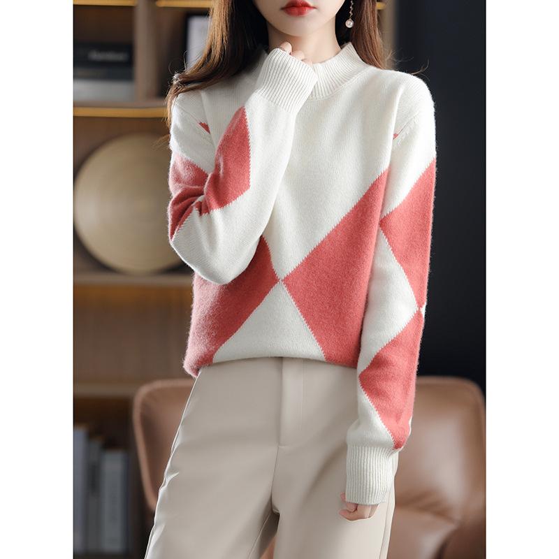 

Новые осенние и зимние свитера. Женские свитера с высоким воротником. Женский полосатый свободный топ. Женский трикотаж на подкладке с длинными рукавами.