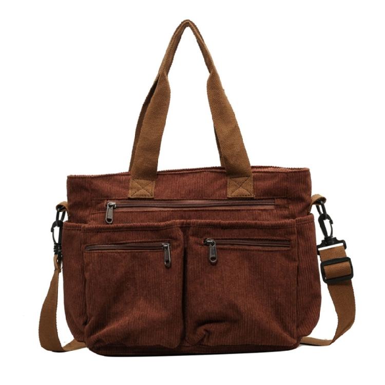 

Simple and Durable Corduroy Handbag Shoulder Bag Crossbody Bags for Shopping коричневий