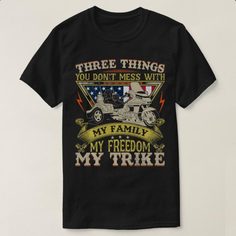Motorcycle Trike American Flag Biker Rules TShirt 100 Cotton ONeck Short Sleeve Summer Casual Mens Tshirt Streetwear S