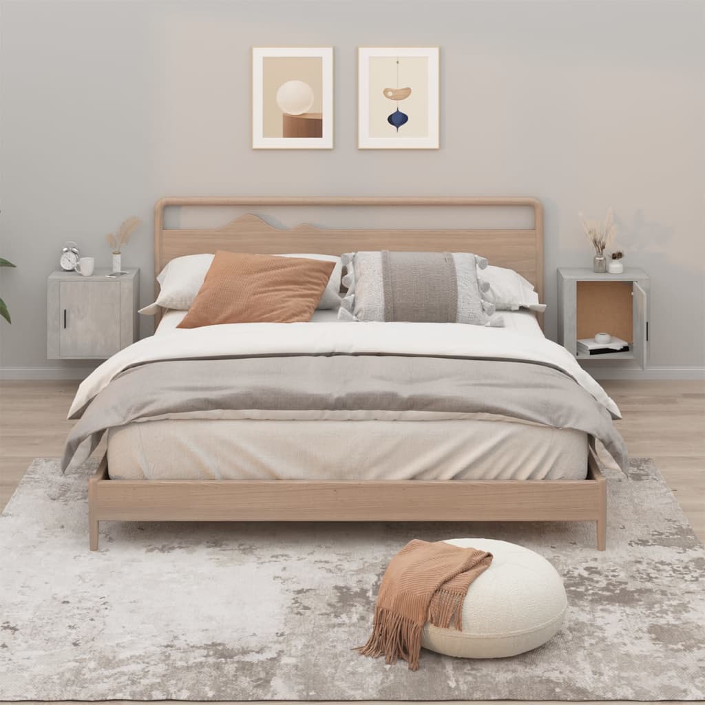 Wall Mounted Nightstands 2 Pcs Concrete Grey 50 X 30 X 47 Cm