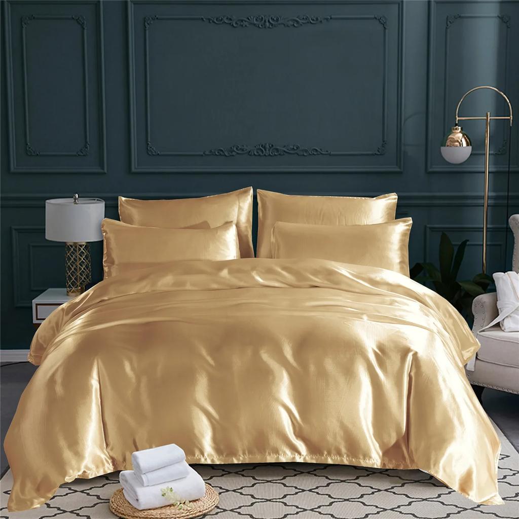 Luxury Different Color Bed Set Simple Style Duvet Cover Pillowcase Bedding Set  Flat Bed Sheet Quilt Cover Twin Queen King Size