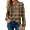 Women's Plaid Print Round Neck Long Sleeve Casual Loose Top
