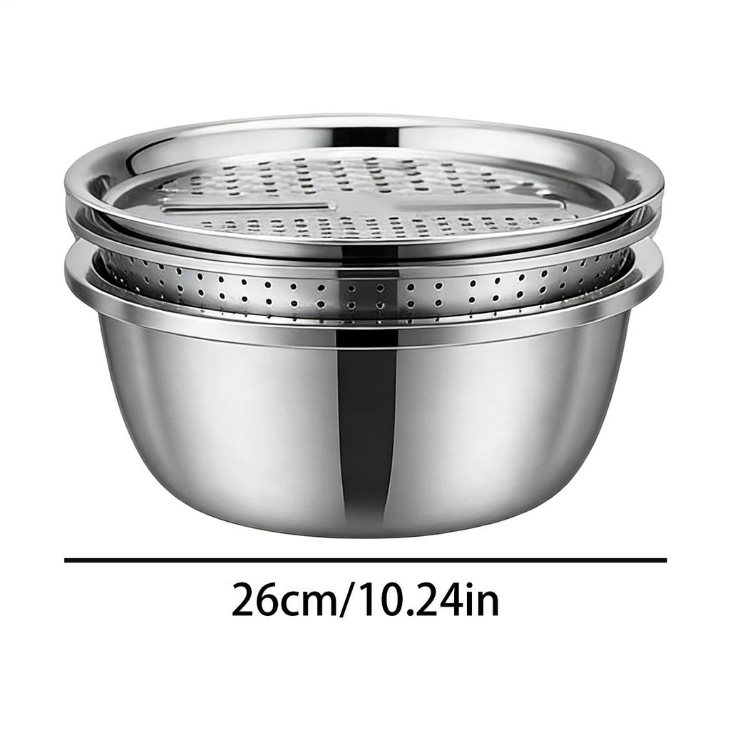 Stainless Steel Colander Strainer Basin 26cm Washing Draining Basket for Vegetables Fruits Rice Pasta Kitchen Meal Prep