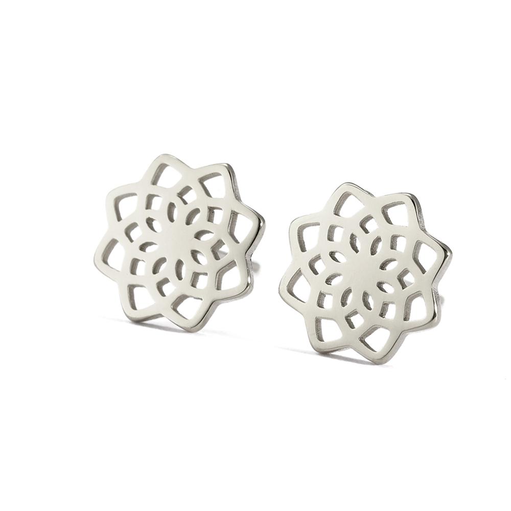 My Shape Fashion Stainless Steel Stud Earrings Flower of Life Celtics Knot Viking Small Earrings for Women Girls Jewelry Gifts