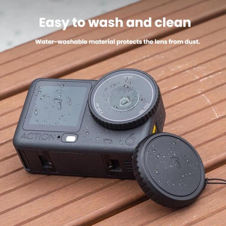 Silicone Lens Cap Protective Cover for DJI Osmo Action 6, 1:1 Mold Anti‑Drop Scratch‑Resistant Lens Protector with Lobster‑Claw Strap