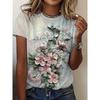 Women's T Shirt Print Graphic Animal Vintage Stylish Classic Short Sleeve Crew Neck Regular Tops Daily Weekend Black White Gold Summer Spring Fall