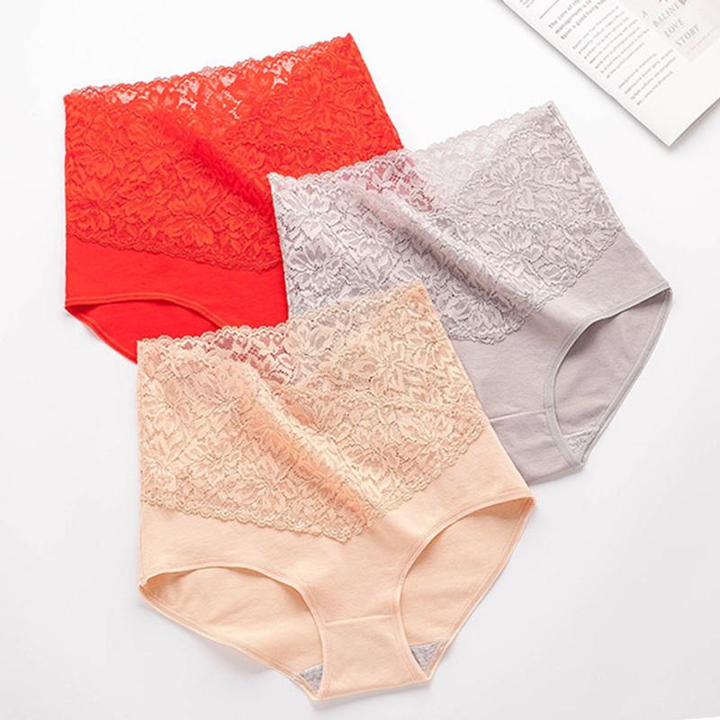 Underwear For Women Lace High Waist Briefs Tummy Control Butt Lift Sexy Large Size Cotton Panties