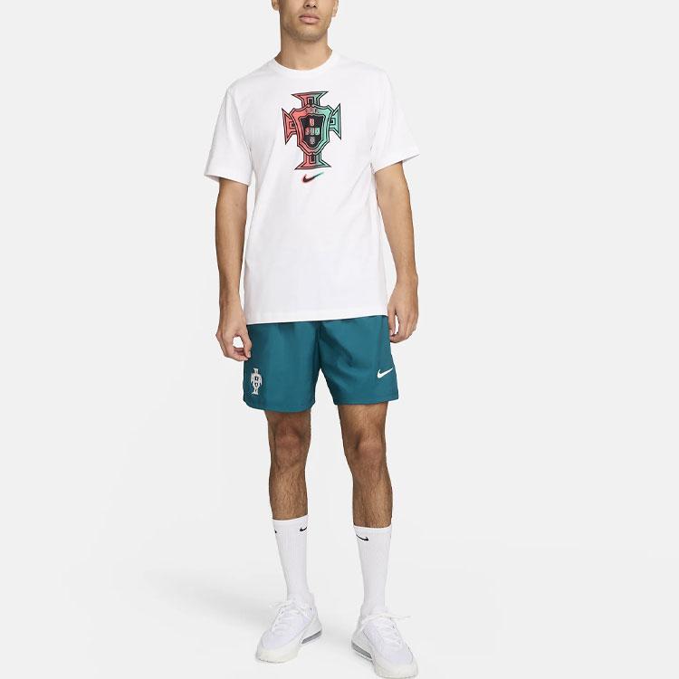 Nike Maglietta da Calcio da Uomo a Maniche Corte con Girocollo Confortevole con Stampa Logo Portogallo Bianco FV8586-100