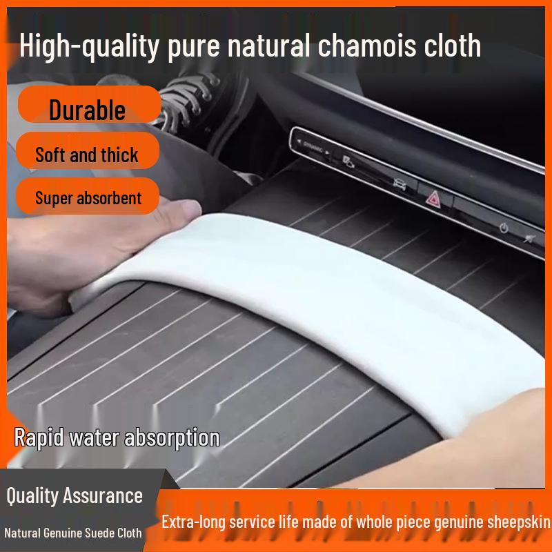 Extra Large Genuine Leather Deerskin Towel - Water Absorbent Thick Suede for Streak-Free Glass & Car Cleaning, Non-Shedding.