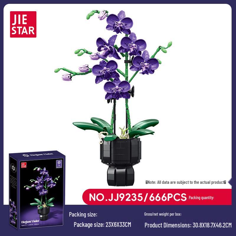 Moonlit Morning DIY Flower Bouquet Building Blocks - National Flower Series Wall Hanging