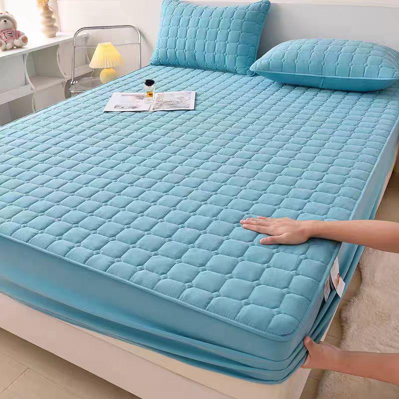 Four Seasons Quilted Cotton Mattress Protector - Thick, Dustproof, Non-slip, Single Piece Cover 1.2m*2m Single Mattress Cover [For 1.2m Bed]