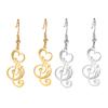 1 Pair Women Earrings 304 Stainless Steel Lightweight Hollow Design Music Note Heart Shape Hook Earrings Jewelry Gift