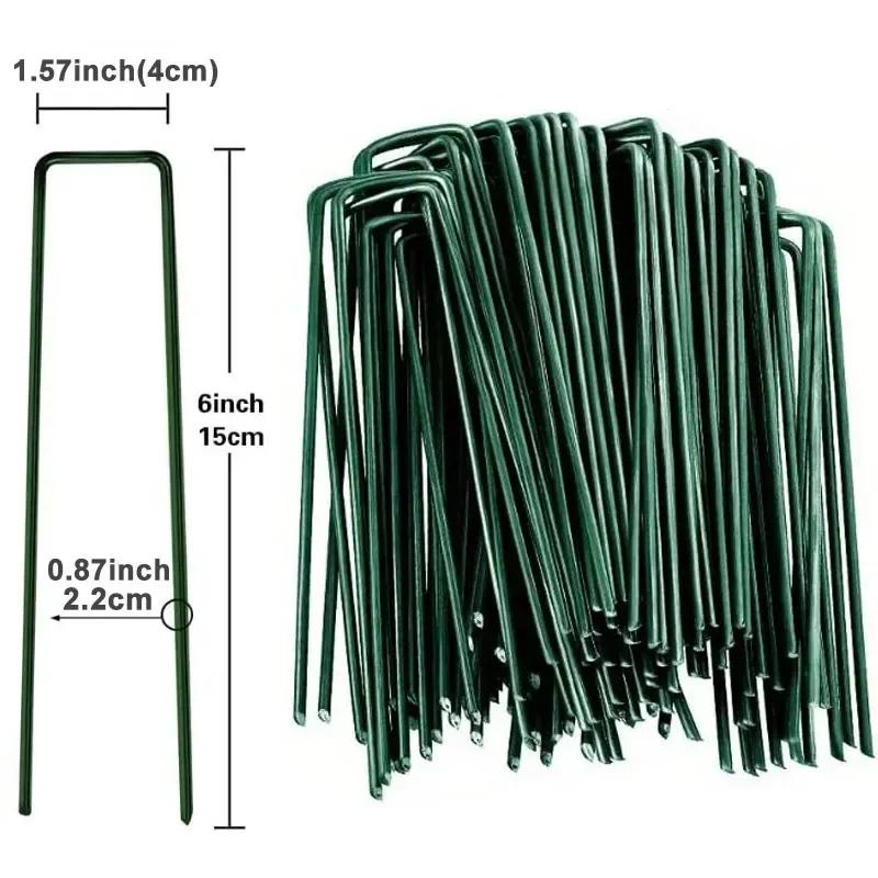 10/200pc Landscape Staples U-Shaped Garden Pins Garden Stakes Staples Heavy Duty Yard Lawn Tent Stakes Securing Pegs For Weed Ba