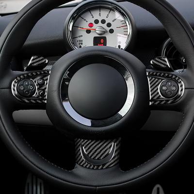 Real Soft Carbon Fibre For Mini Cooper Hardtop R56 Clubman R55 R57 2008 2009 2010 Accessories Steering Wheel Decorative Sticker