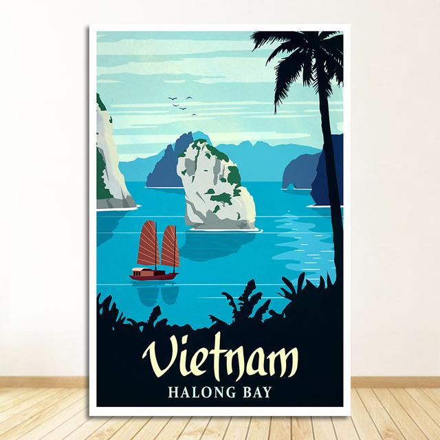 Şehir Seyahat Tuval Resimleri Vintage Duvar Kraft Posterler Kaplamalı Duvar Çıkartmaları Ev Dekor Hediye Vietnam Su Pazarı Hoi an Sarı Çerçeve Yok