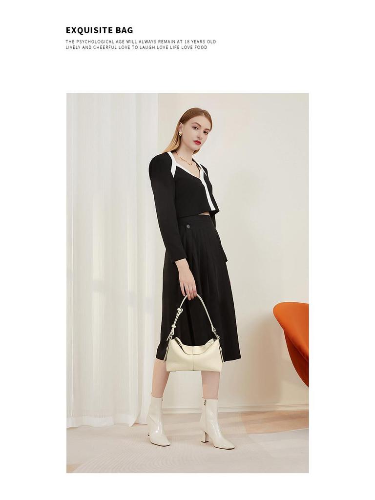 Women's Genuine Leather Cowhide Underarm Shoulder Bag - Versatile Commuter Handbag & Crossbody