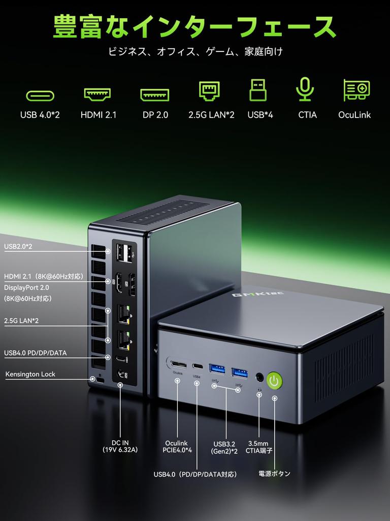 GMKtec NucBox M7 Ultra Mini PC with AMD Ryzen 7 Pro 6850U Up To 16GB DDR5 RAM 1TB SSD Mini PC with Windows 11 8K Output for Quad Oculink Dual WiFi 6