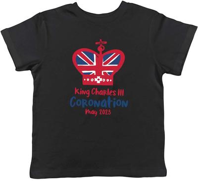 King Charles III Coronation Kids T-Shirt Union Jack Crown Childrens Boys Girls