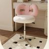 Adjustable Wool/Sheepskin Makeup Chair Rotatable Dressing Stool Easy-to-Clean Bow Tie Design Sag-Proof Computer Seat