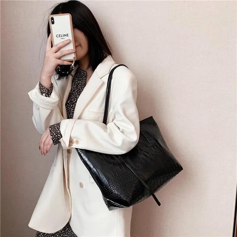 Shoulder Bags Versatile Texture Retro Fashion Large Bag Women's New Trendy Large-capacity Shoulder Bag Korean Version Tote Bag