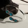 Vintage Ethnic Style Inlaid Imitation Natural Stone Bracelet Elegant Open Adjustable Bracelet Women Party Jewelry
