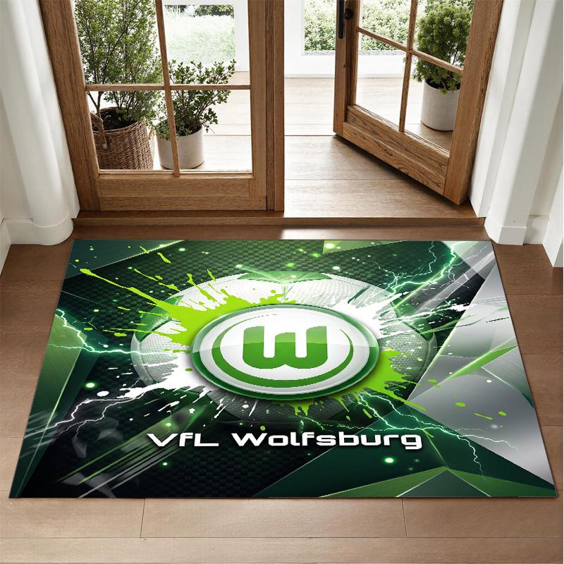 VfL Wolfsburg FC Design Kristall-Samt-Teppich Weiche Dekorationsmatte für Schlafzimmer Eingang