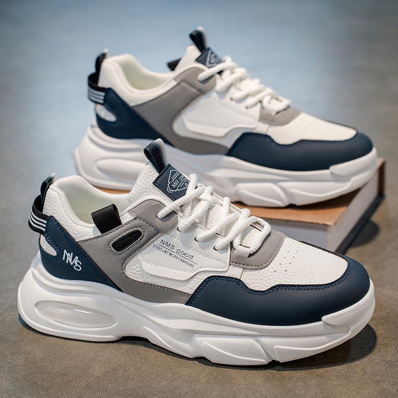 

Autumn New Men Shoes Dad Shoes Middle School Hot Sale Student Air-cushion Sneakers Breathable Wear-resistant Race Training Shoes 39 синий