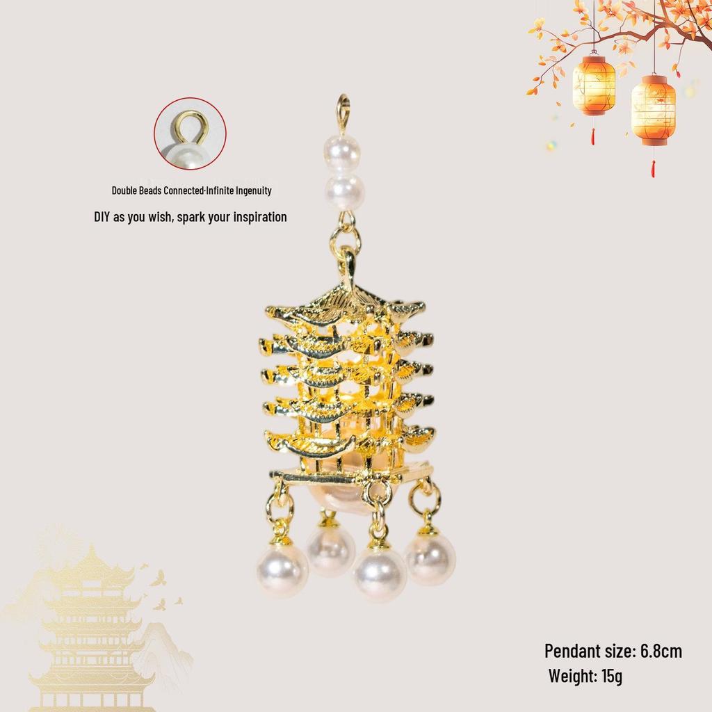 Luminous DIY Palace Lantern Fan Pendant Magnet Keychain Ornament - Ancient Style Accessory