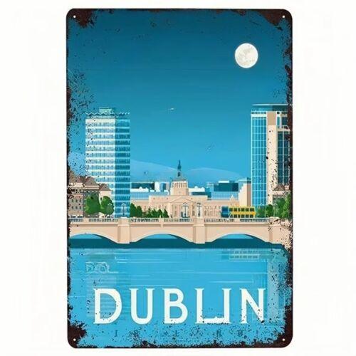 Dublin Skyline Tin Metal Sign Irish Decor Man Cave Garage Wall Art 20X30CM