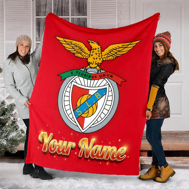 1pc Personalized Name B-Benfica Theme Blanket - Digital Print, Polyester, Cozy for All Seasons, Perfect for Outdoor, and Travel