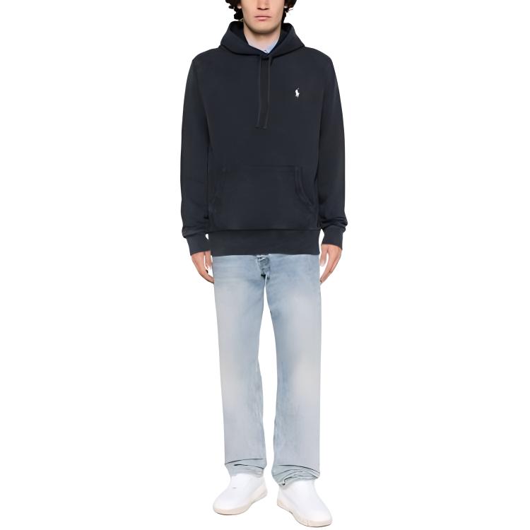 Polo Ralph Lauren Solid Color Hooded Fitted Long Sleeve Sweatshirt Men sweatshirt Black 710916690-025